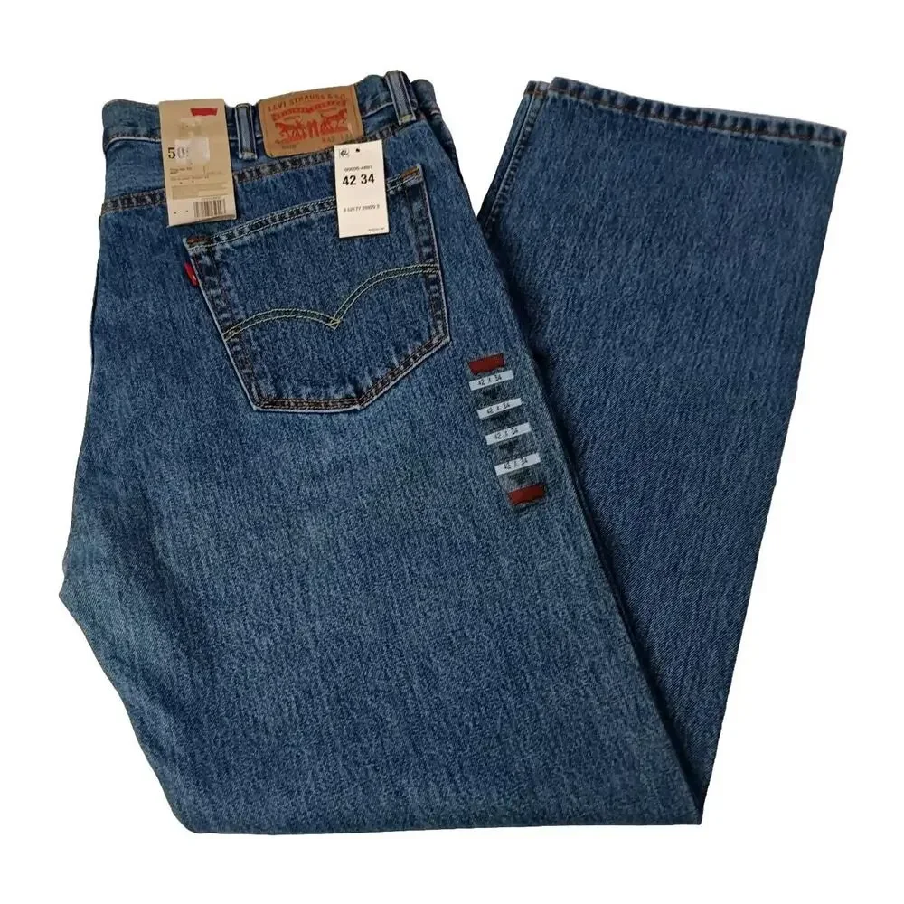 Levi's 505 Jeans Men's 42x34 Regular Fit Straight Leg 100% Cotton Blue